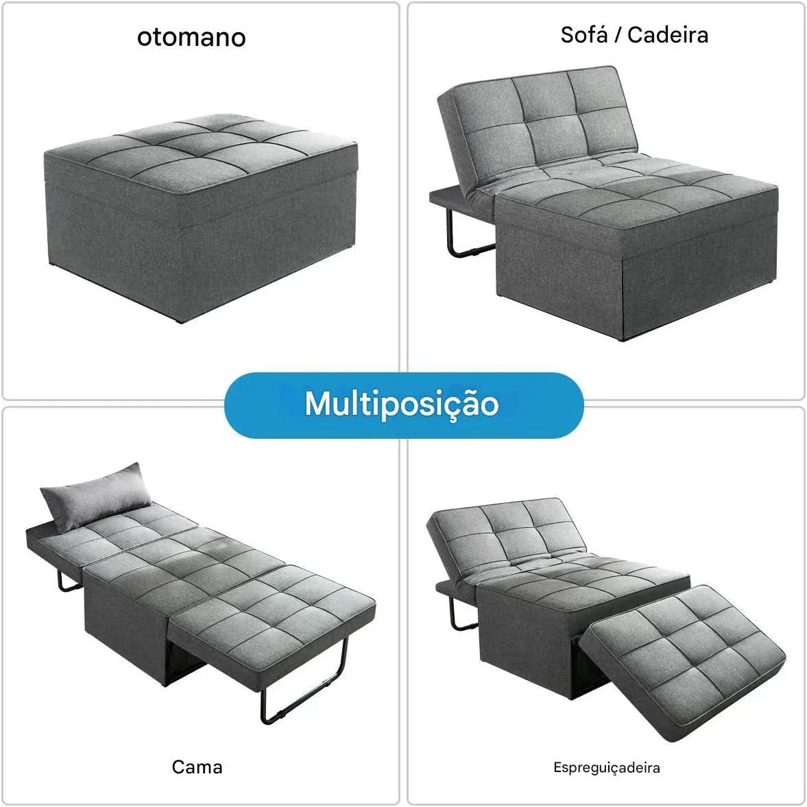 Sofá-Cama Dobrável 4 em 1: Versatilidade e Conforto em um Só Produto