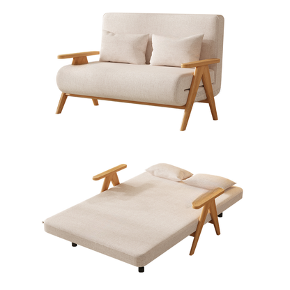 Sofá-Cama Retrátil 3 em 1 com Chaise - 2 Almofadas e Tecido Premium