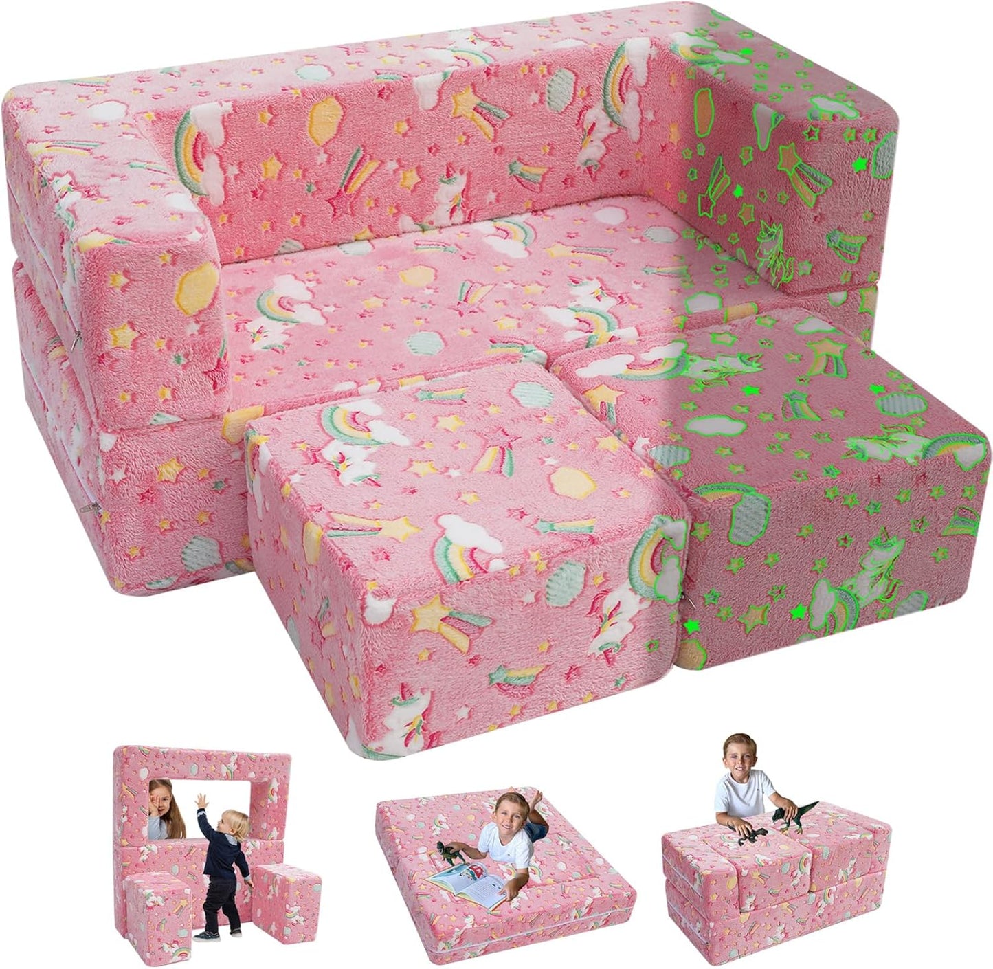 Sofá Infantil Modular MeMoreCool - Tema Espacial que Brilha no Escuro