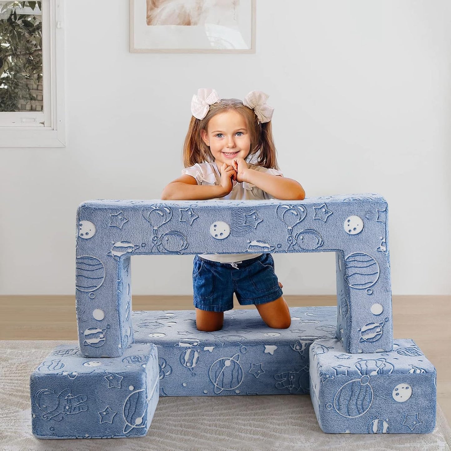 Sofá Infantil Modular MeMoreCool - Tema Espacial que Brilha no Escuro