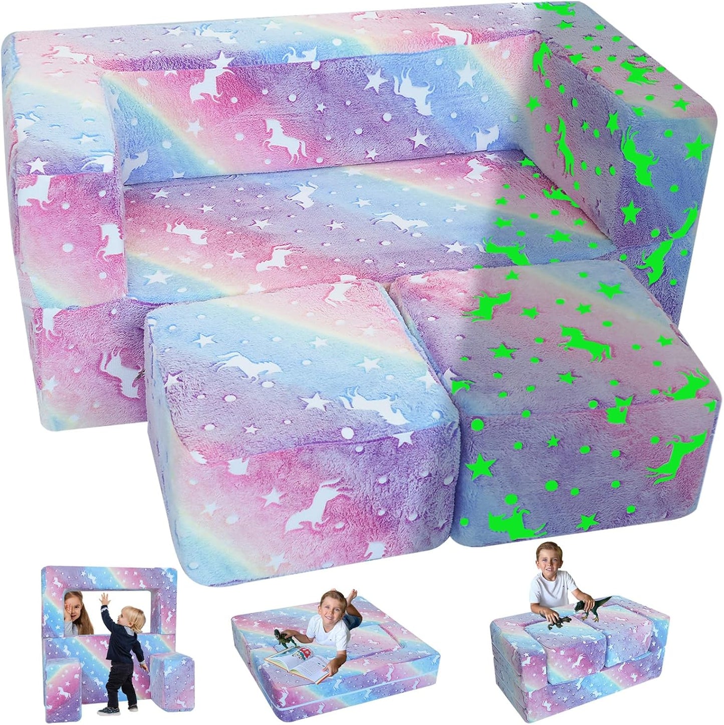 Sofá Infantil Modular MeMoreCool - Tema Espacial que Brilha no Escuro
