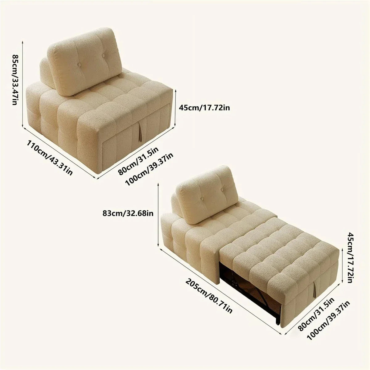 Sofá-Cama Dobrável 3 em 1